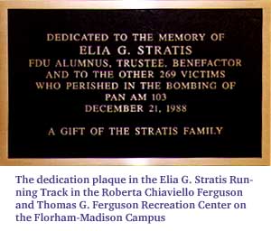 Dedication Plaque for the Elia G. Stratis Running Track