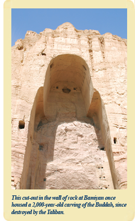 This cut-out in the wall of rock at Bamiyan once housed a 2,000-year-old carving of the Buddah, since destroyed by the Taliban.