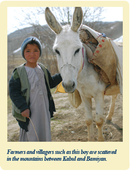 Farmers and villagers such as this boy are scattered in the mountains between Kabul and Bamiyan.
