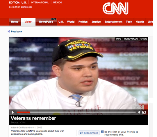 Ariel "AJ" Luna Interviewed by CNN's Lou Dobbs on Veterans Day 2009