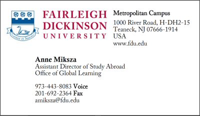 fdu business card