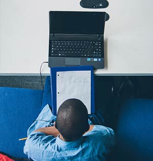 student working on laptop