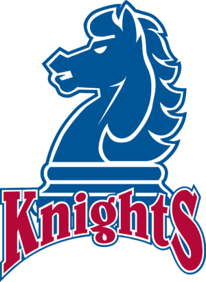 The Knights logo is a blue knight chess piece.