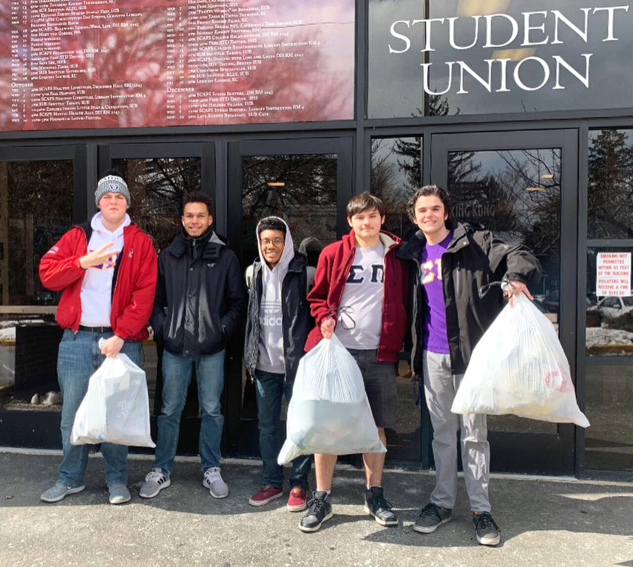 Sigma Pi Fraternity (Florham) cleans the campus