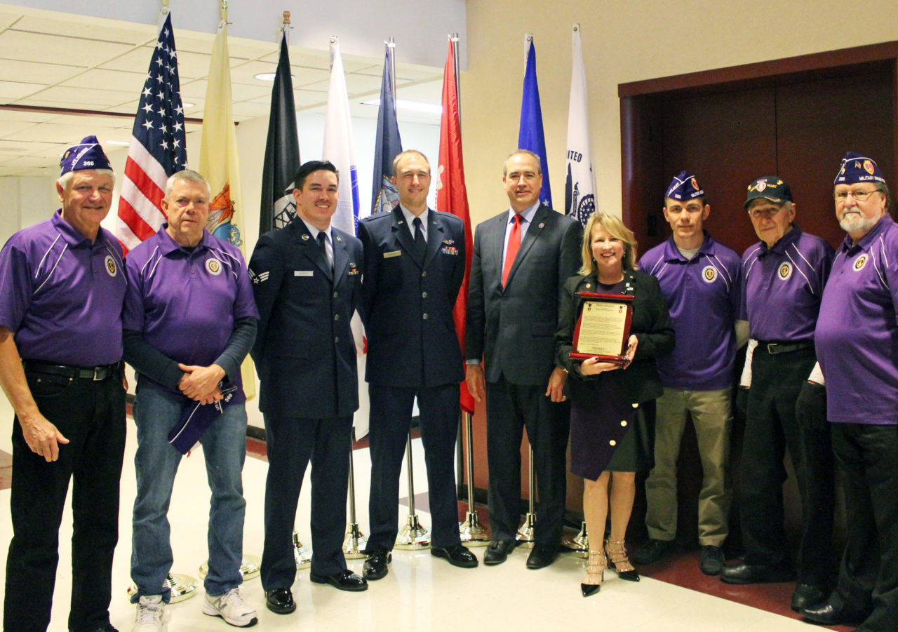 military officials and members of the New Jersey Military Order of the Purple Heart