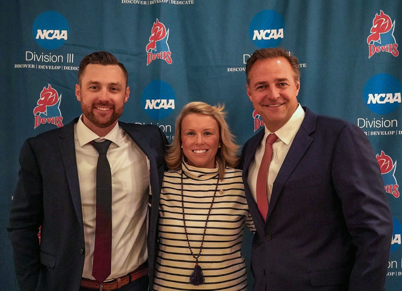 Baseball head coach Jamie Quinn, Director of Athletics Jenn Noon and MLB Network studio analyst Al Leiter