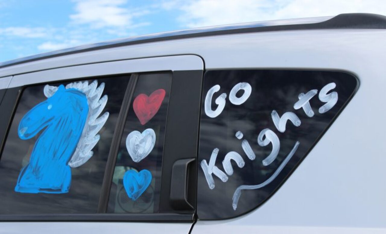 car painted with "Go Knights"