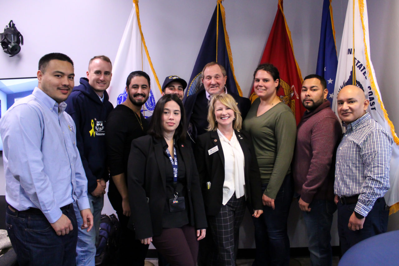 FDU veteran students with Class of 1961 alumnus Robert Wallach.