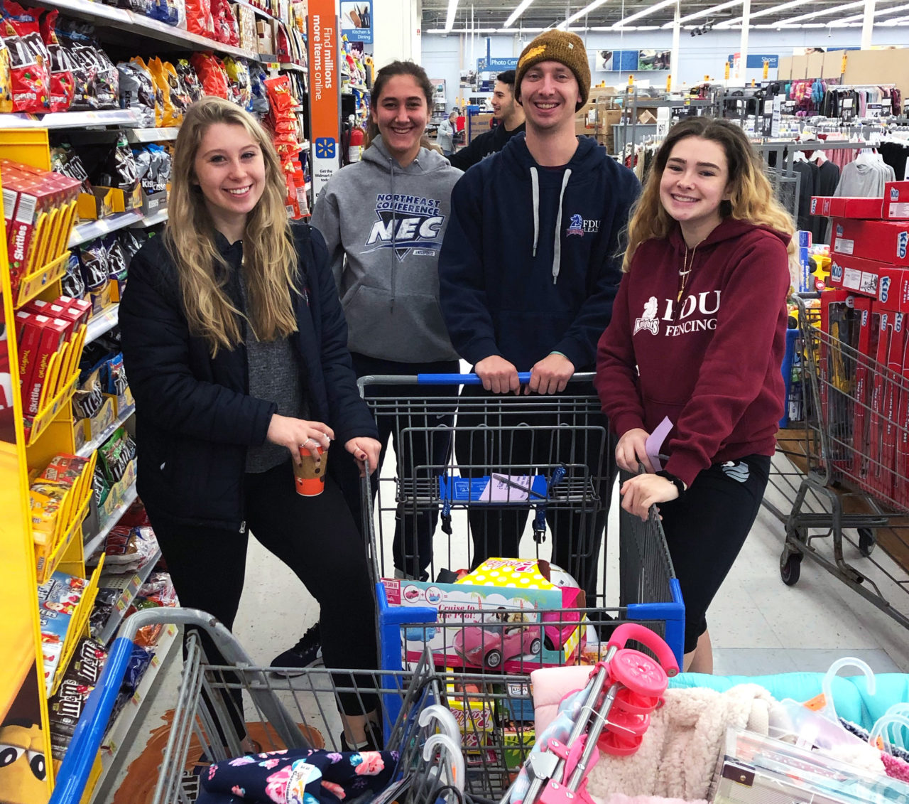 group of students in a grocery store