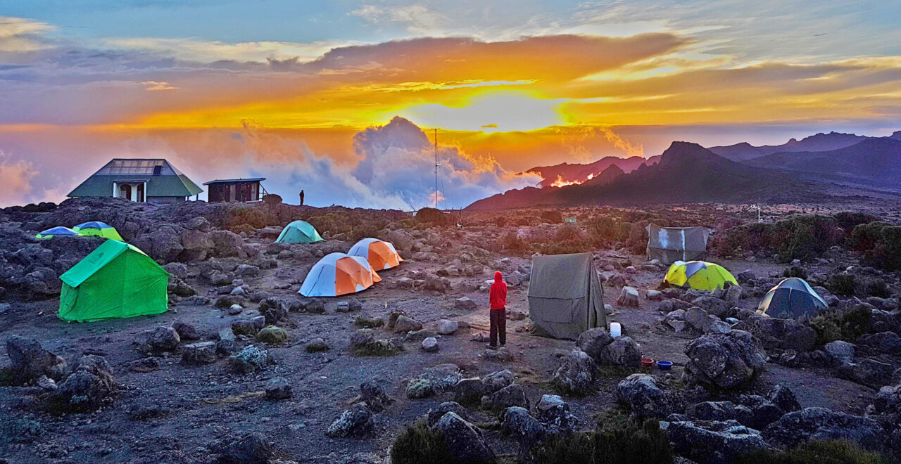 Brilliant, bright, big sky over Shira Camp on Mount Kilimanjaro.