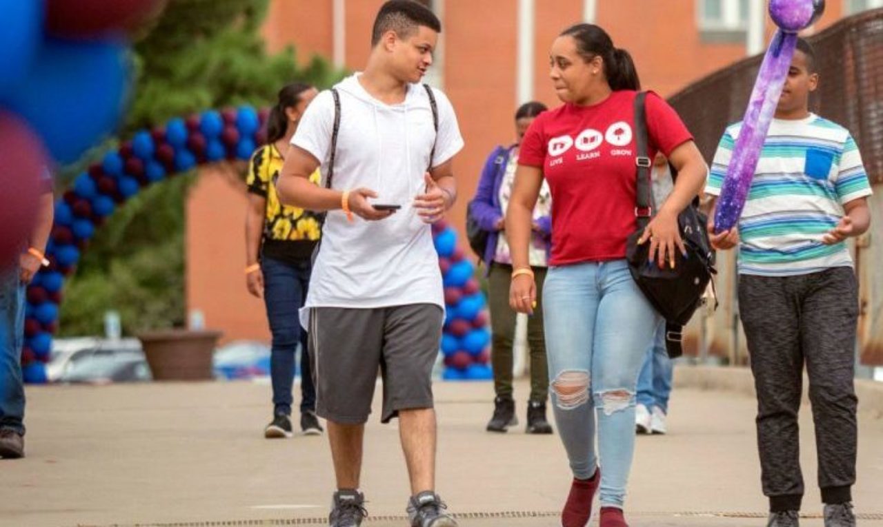 two people walking