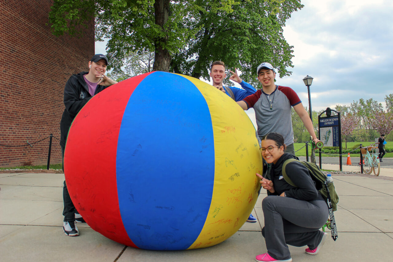 Zeta Beta Tau Fraternity with giant ball
