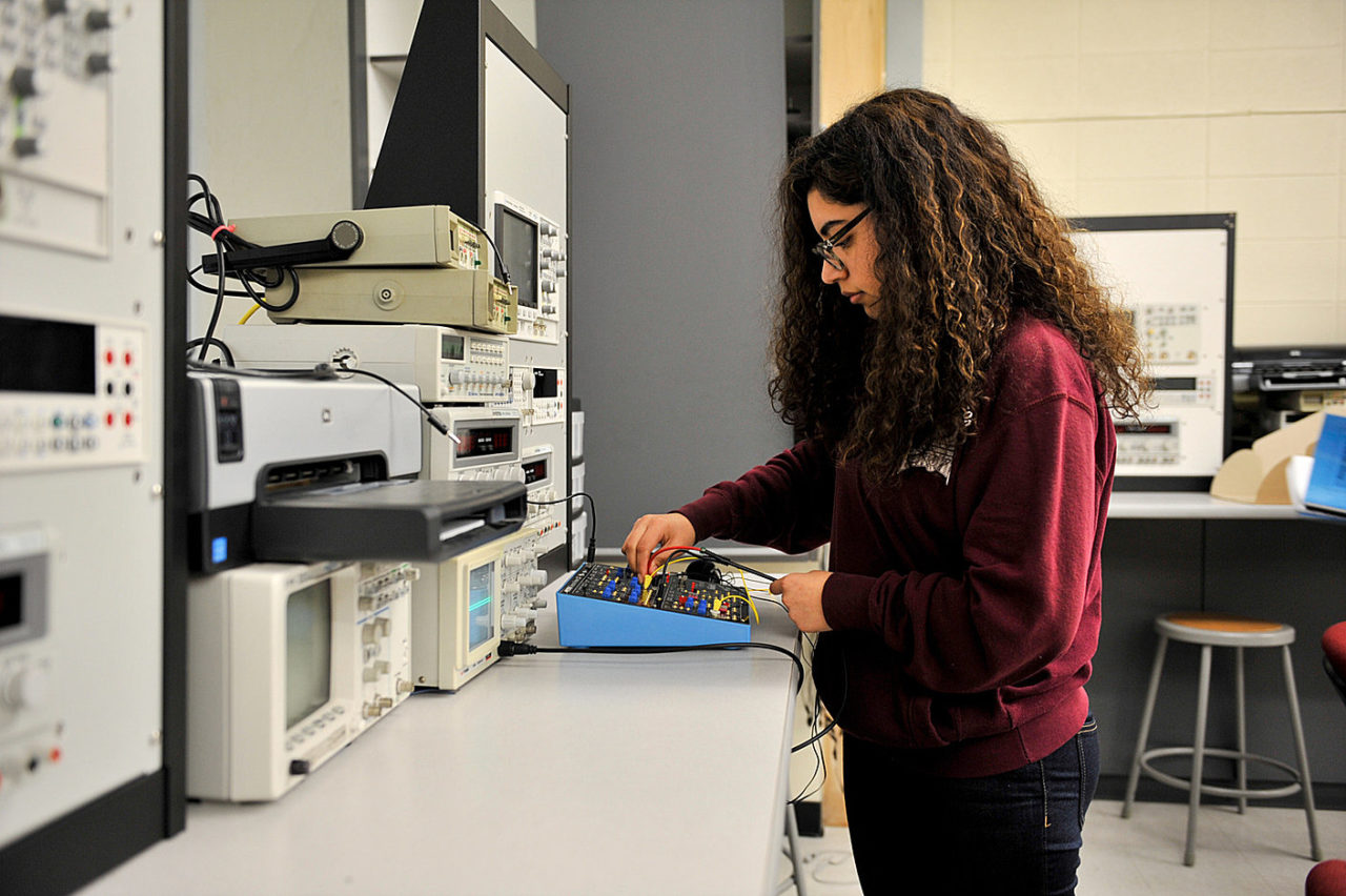student working in lab