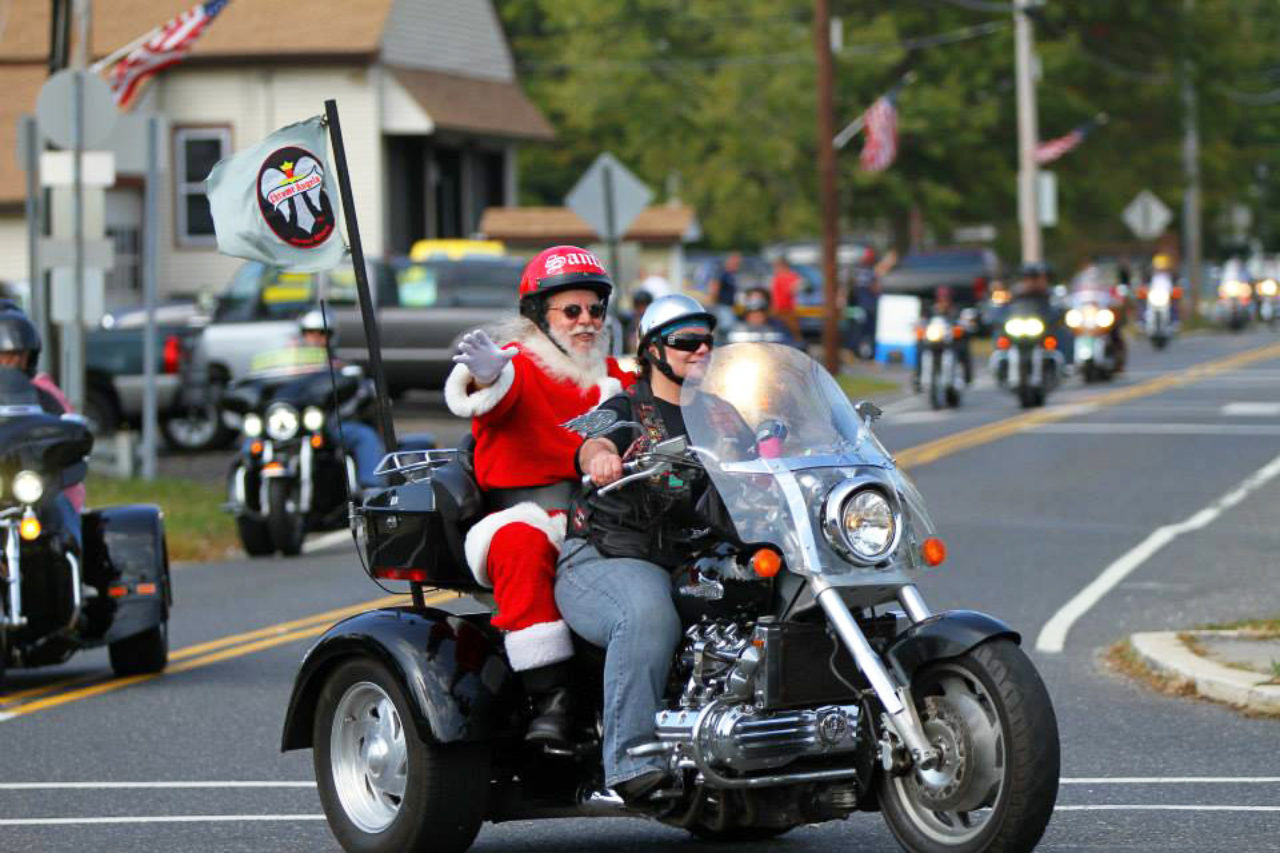 Santa Claus on a motorcycle
