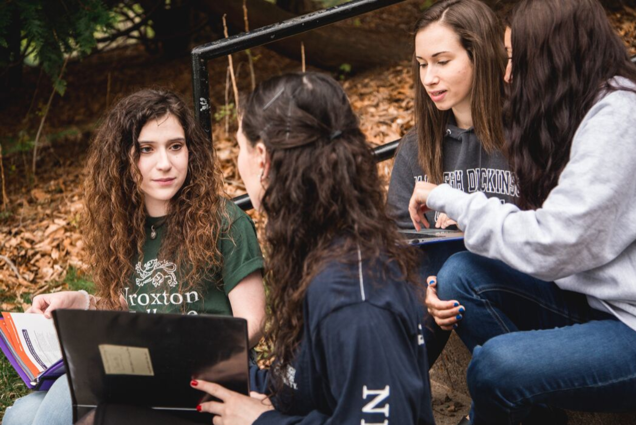 students meeting in common area