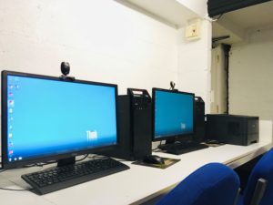 Computers in the computer room at Wroxton College