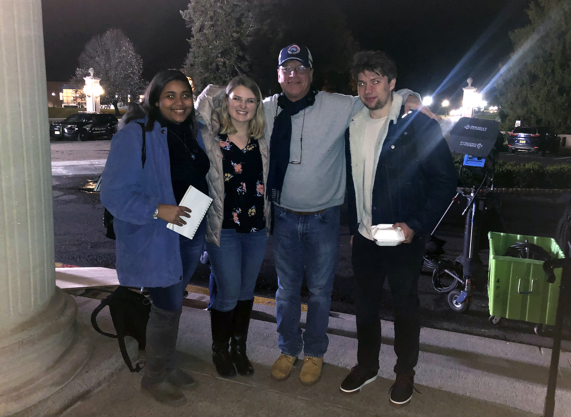 FDU students pose for a photo with director Aaron Sorkin.