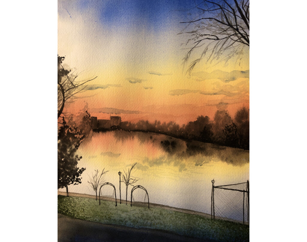 Watercolor painting of the Hackensack River