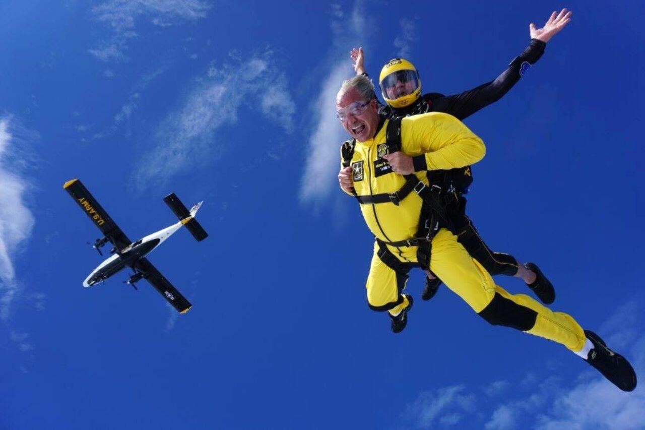 Luke Schultheis sky dives with the Army Golden Knights