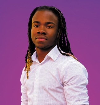 Portrait of a young man in a button-down shirt.