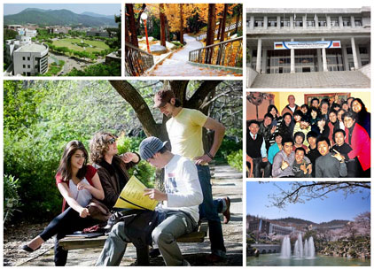 Collage of scenes from Kyung Hee University's campus