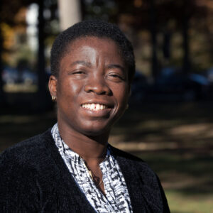 Portrait of a female professor. Taken outdoors.