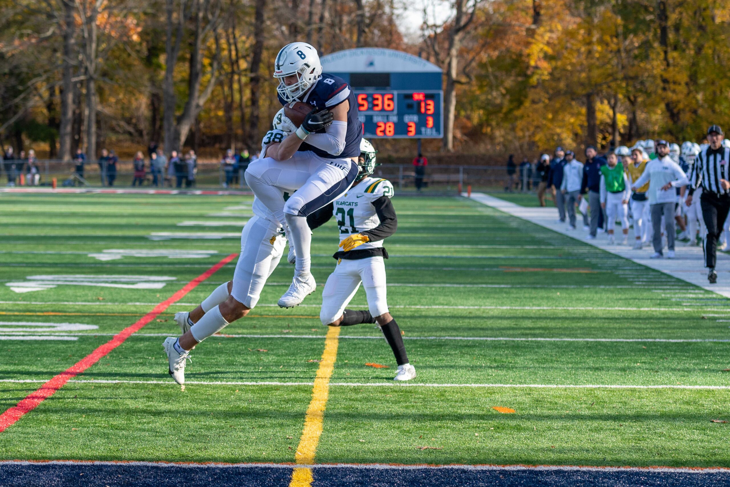 Senior wide receiver Connor Perez, #8, was named MVP of the James Lynah Bowl. (Photo: Sherry Saccoliti)