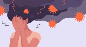 Illustration of a mentally depressed person. 