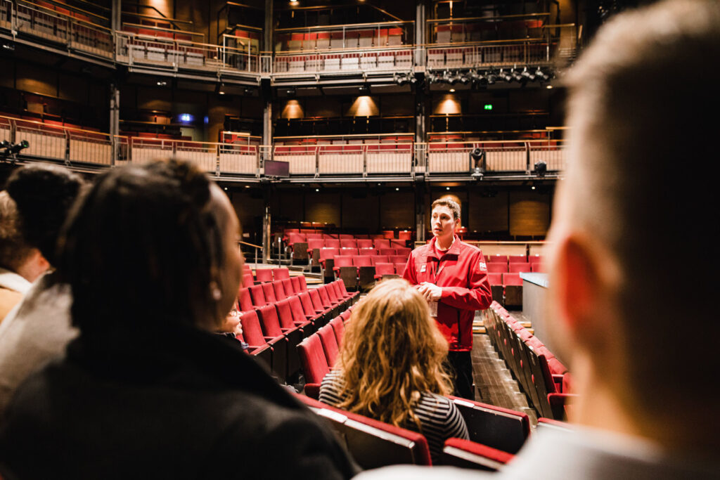 A tour group visits the Royal Shakespeare Company.