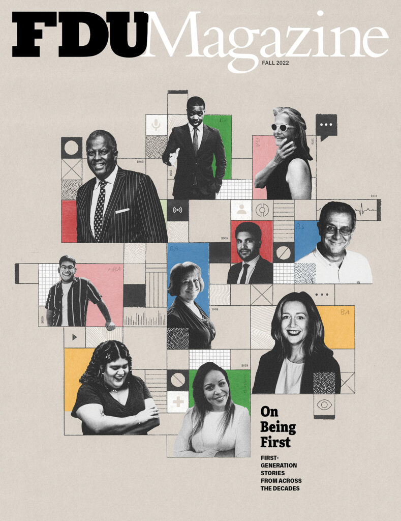 The Fall 2022 cover of FDU Magazine features first-generation students of all ages.