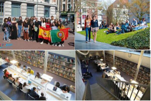 Collage of photos of IESEG's students and campus