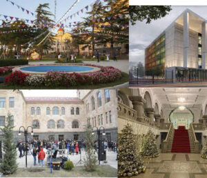 Collage of scenes from Caucasus University's Campus