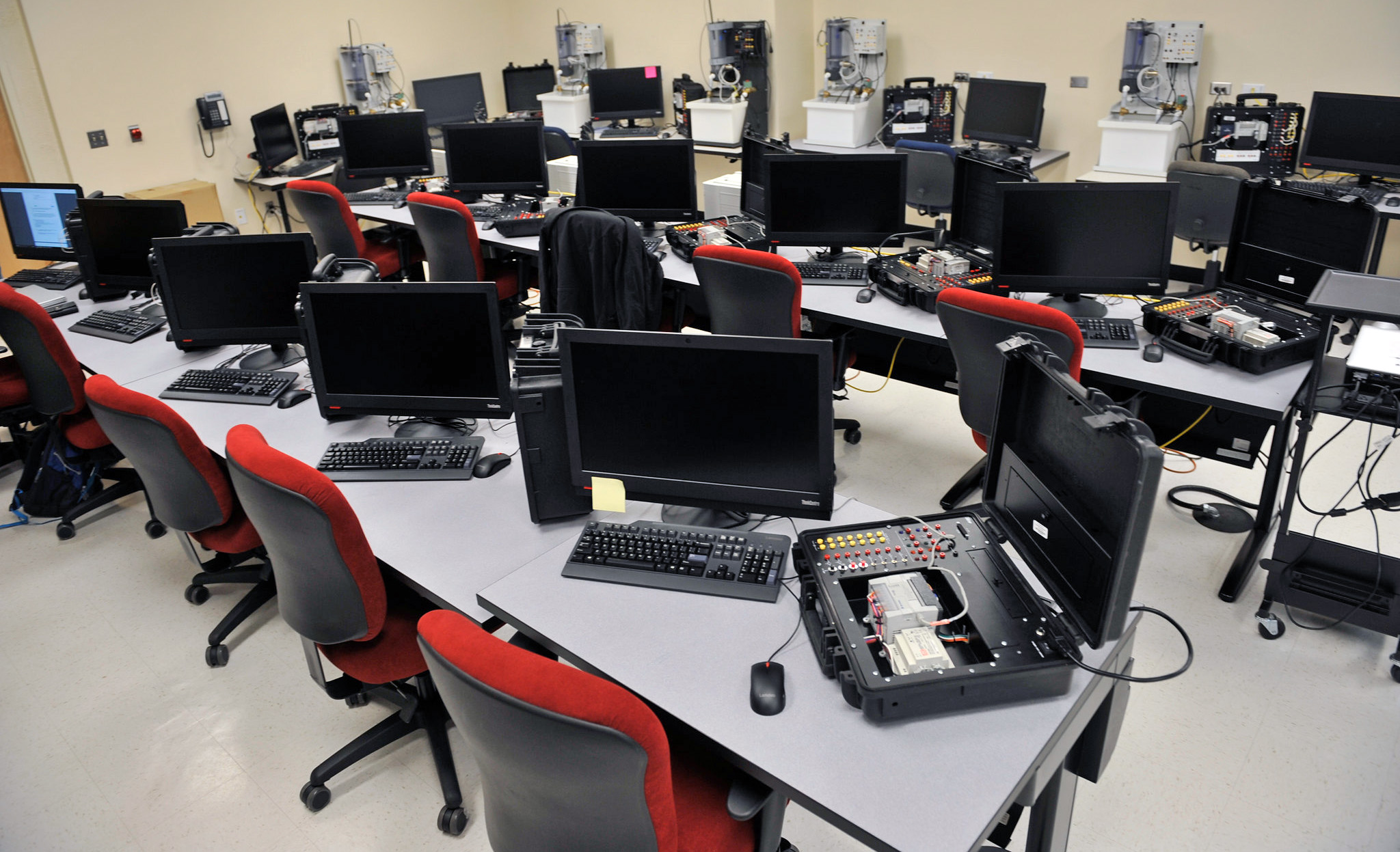 Rows of computers in a computer science lab.