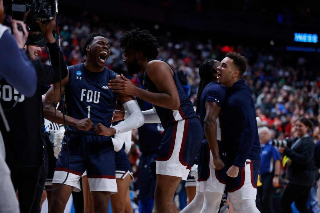 Knights basketball team celebrating