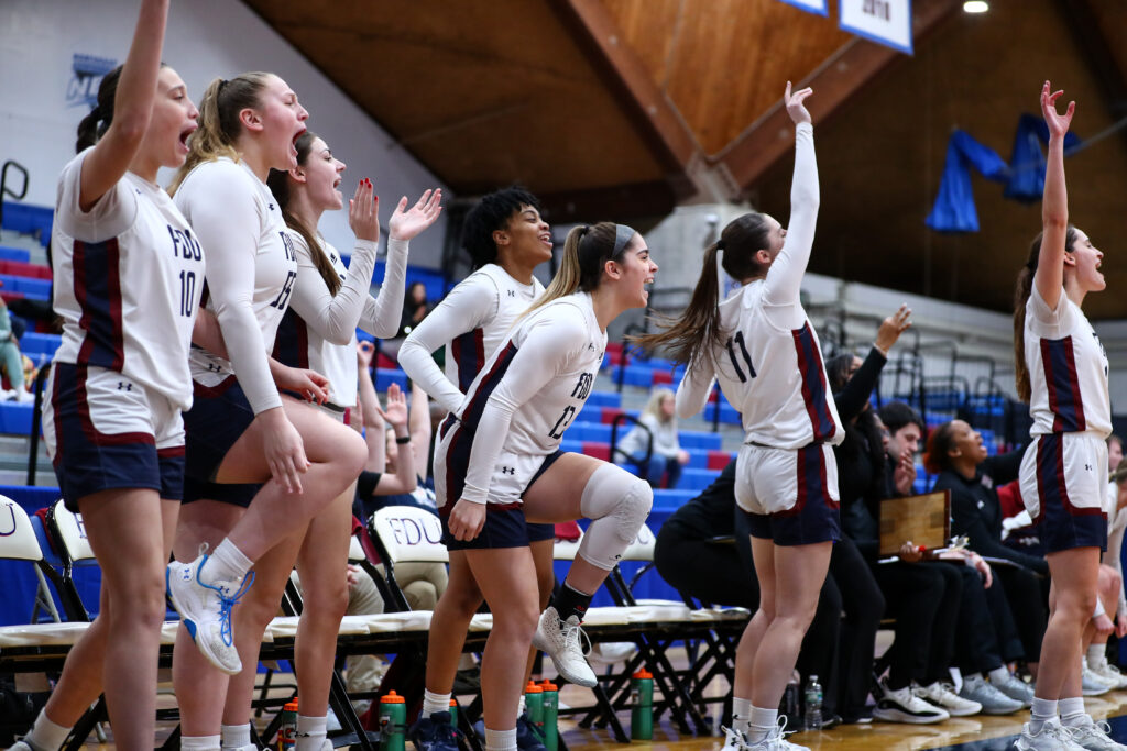 FDU sports team celebrating