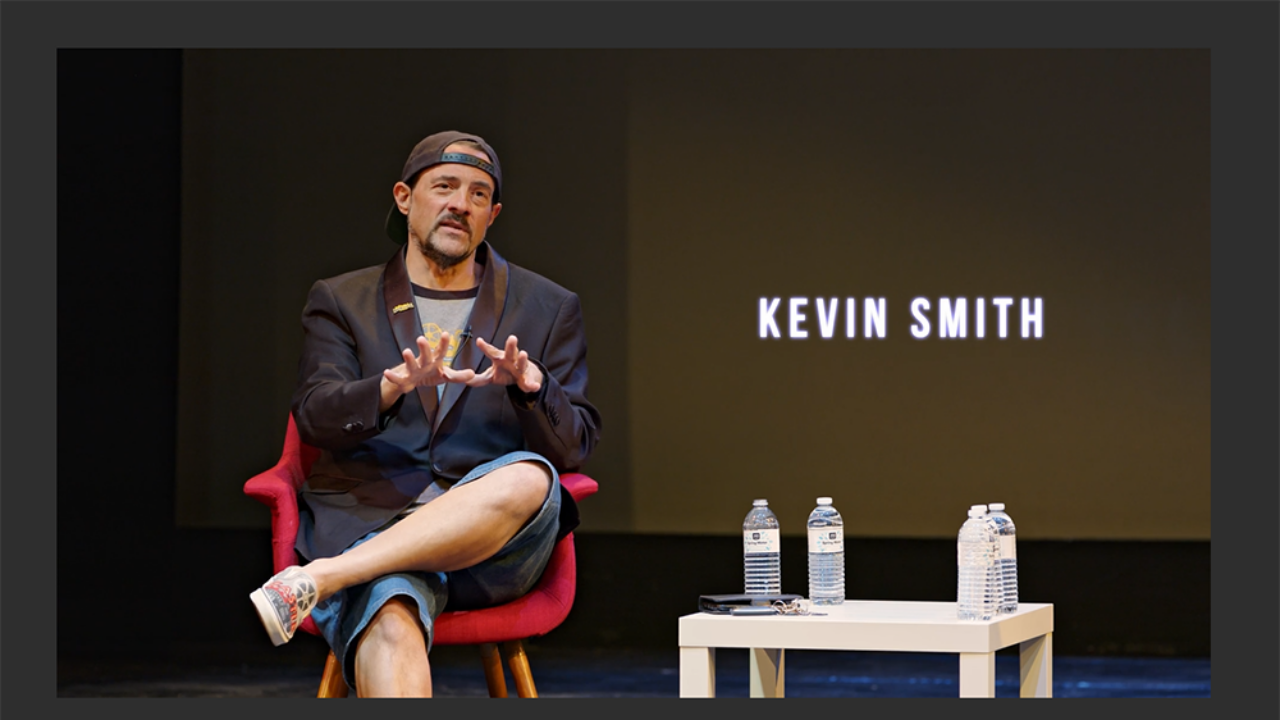 Kevin Smith on stage at FDU