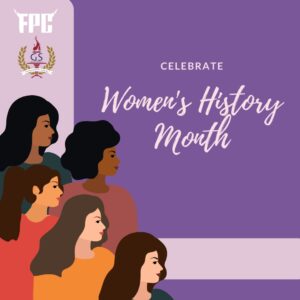 graphic depicting women. graphic reads "celebrate women's history month"