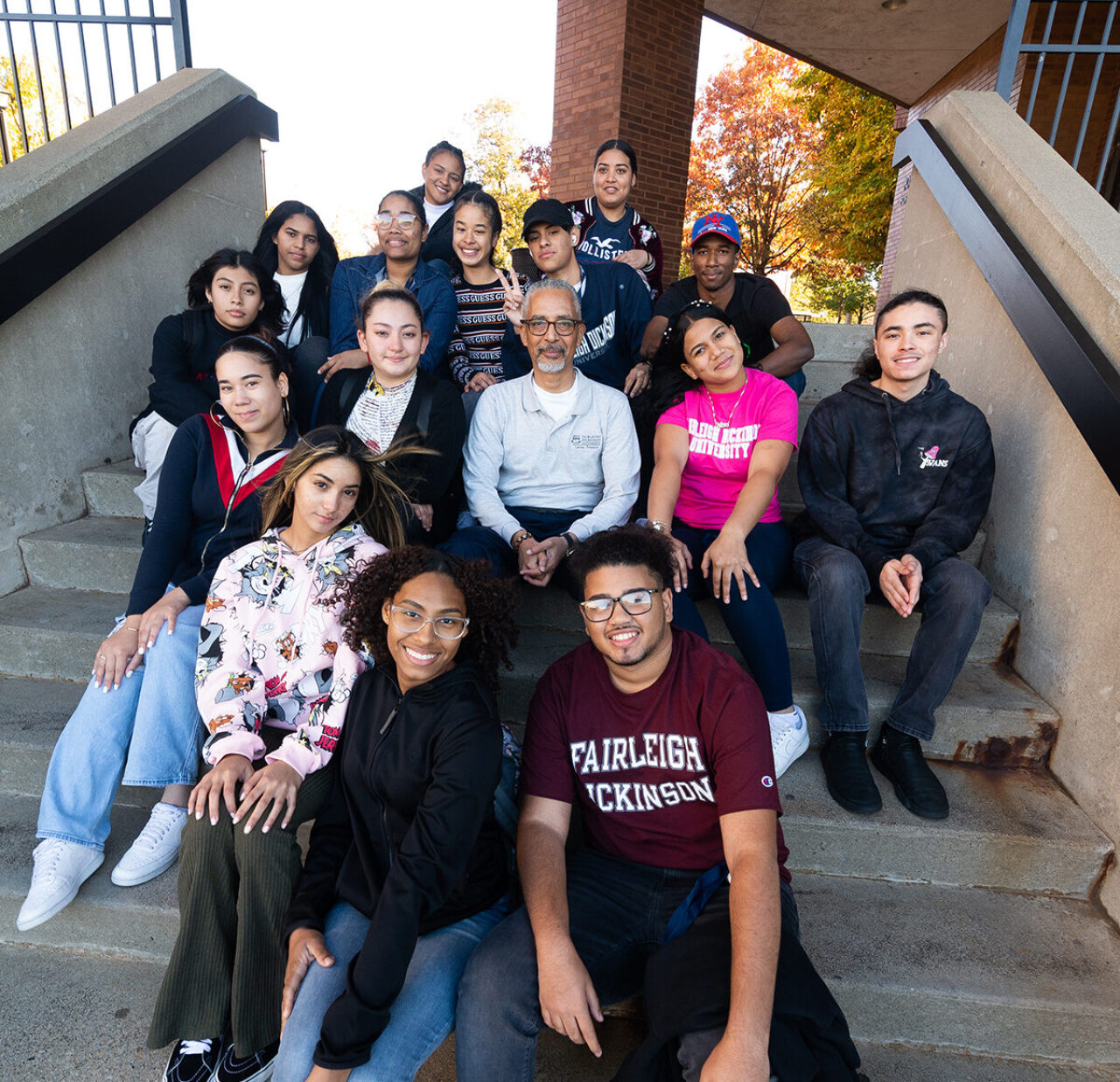 students on steps