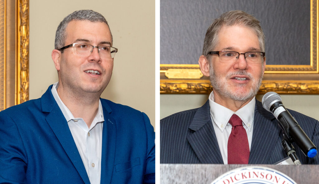 President Michael Avaltroni, left and Benjamin Rifkin, University provost and senior vice president for academic affairs.