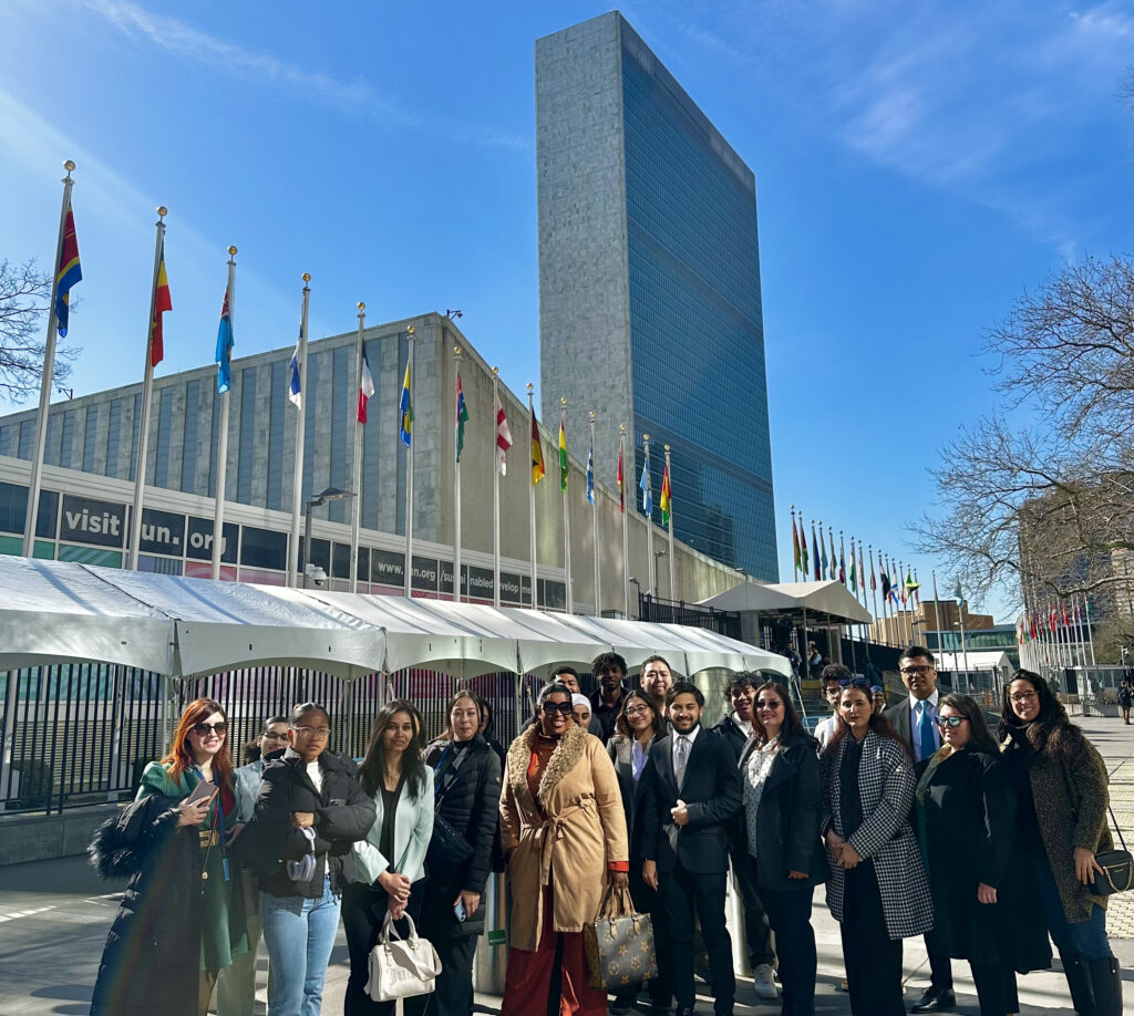 FDU group outside the U.N. Headquarters in New York City