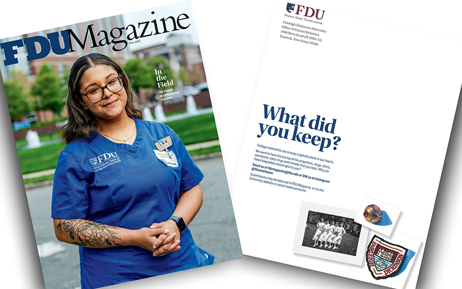 Front cover and back cover of the new issue of FDU Magazine.