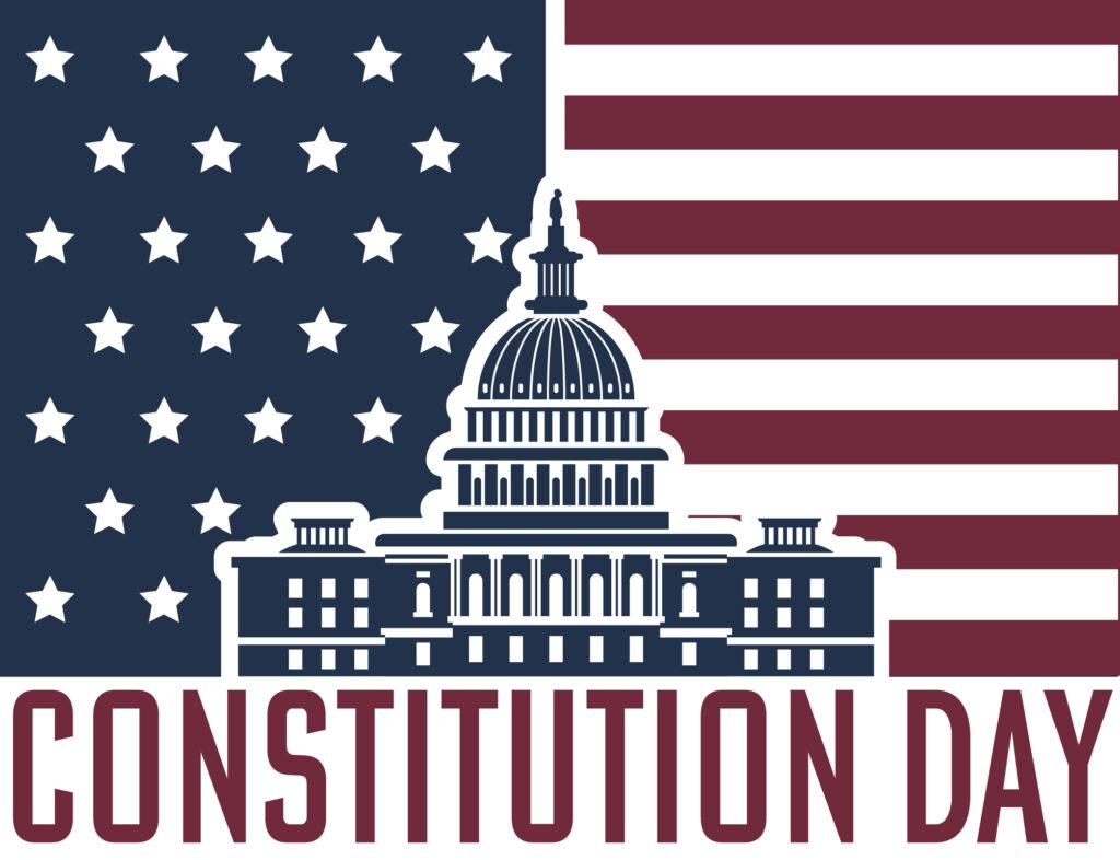 Constitution Day clipart with flag and Capitol