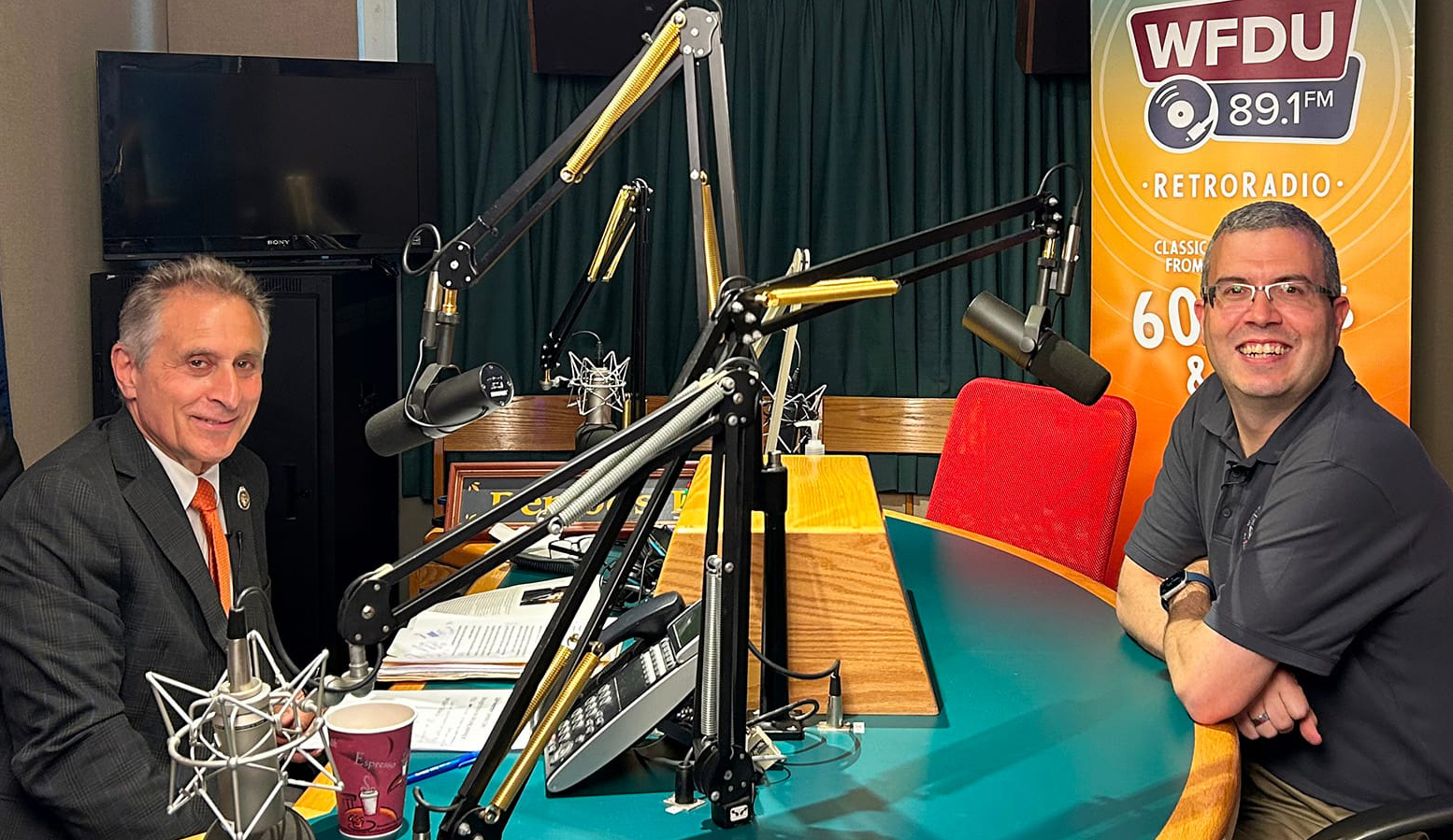 Stephen Dembowski and Michael Avaltroni at WFDU radio station