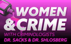 A graphic for the Women in Crime podcast.