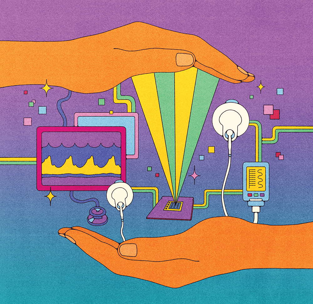 An illustration shows the intersection of AI and human connection.