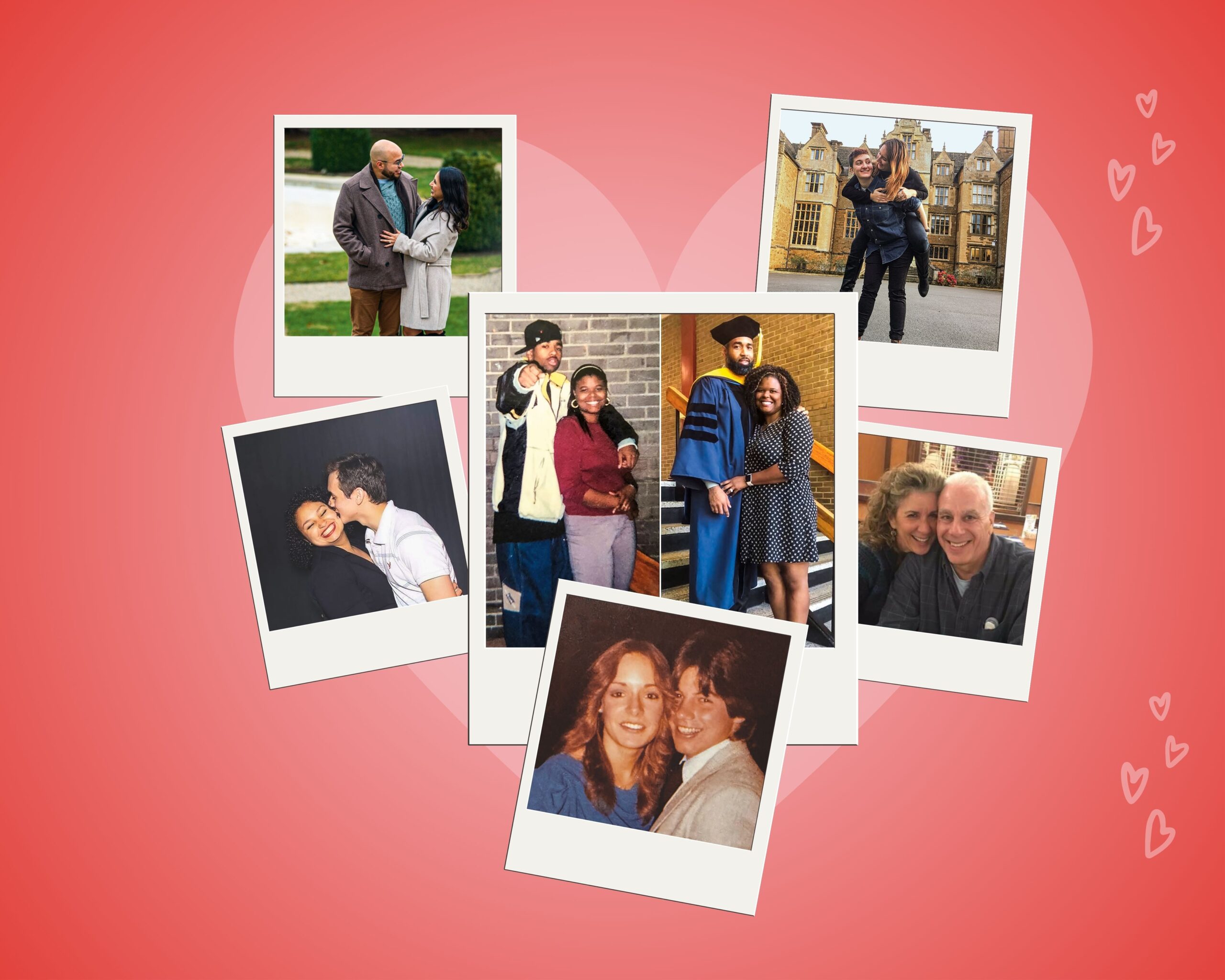 A collage of Polaroid photos of couples who fell in love at FDU.