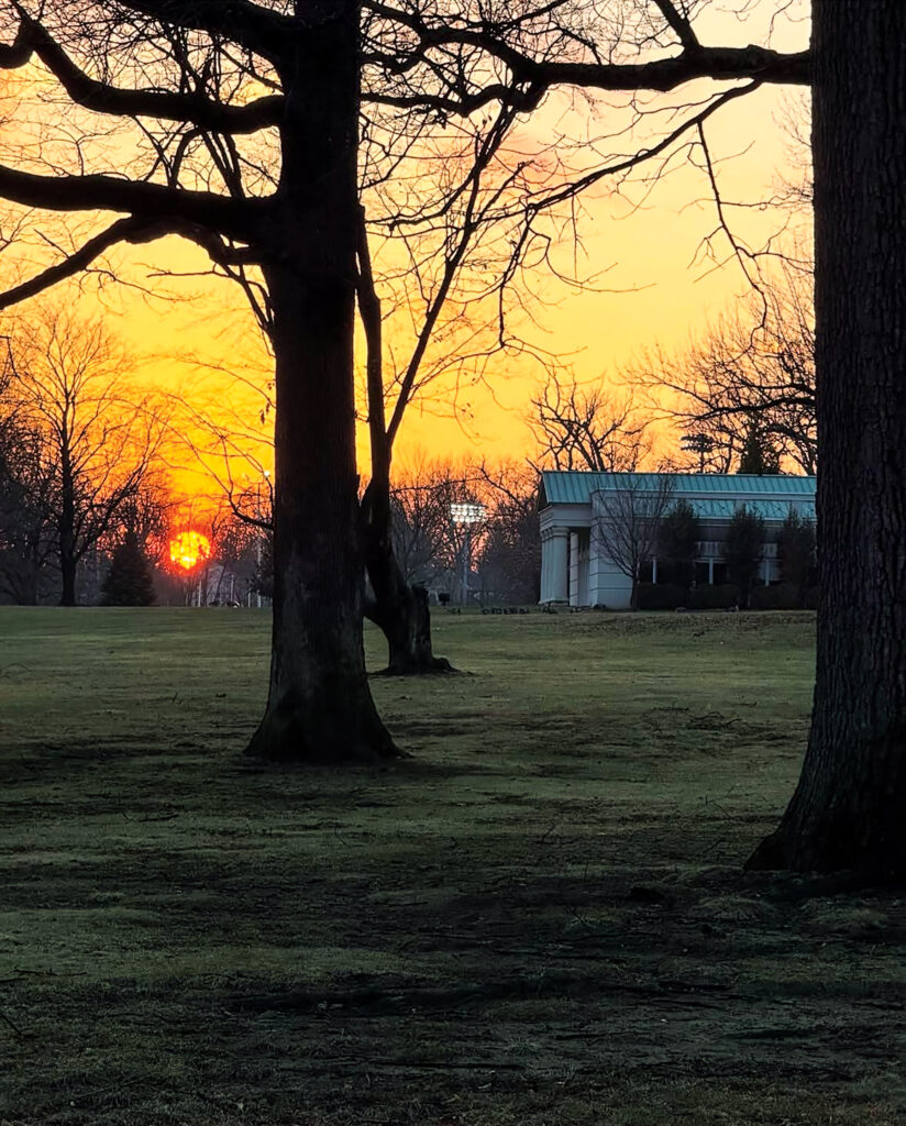A landscape photo of a sunset.
