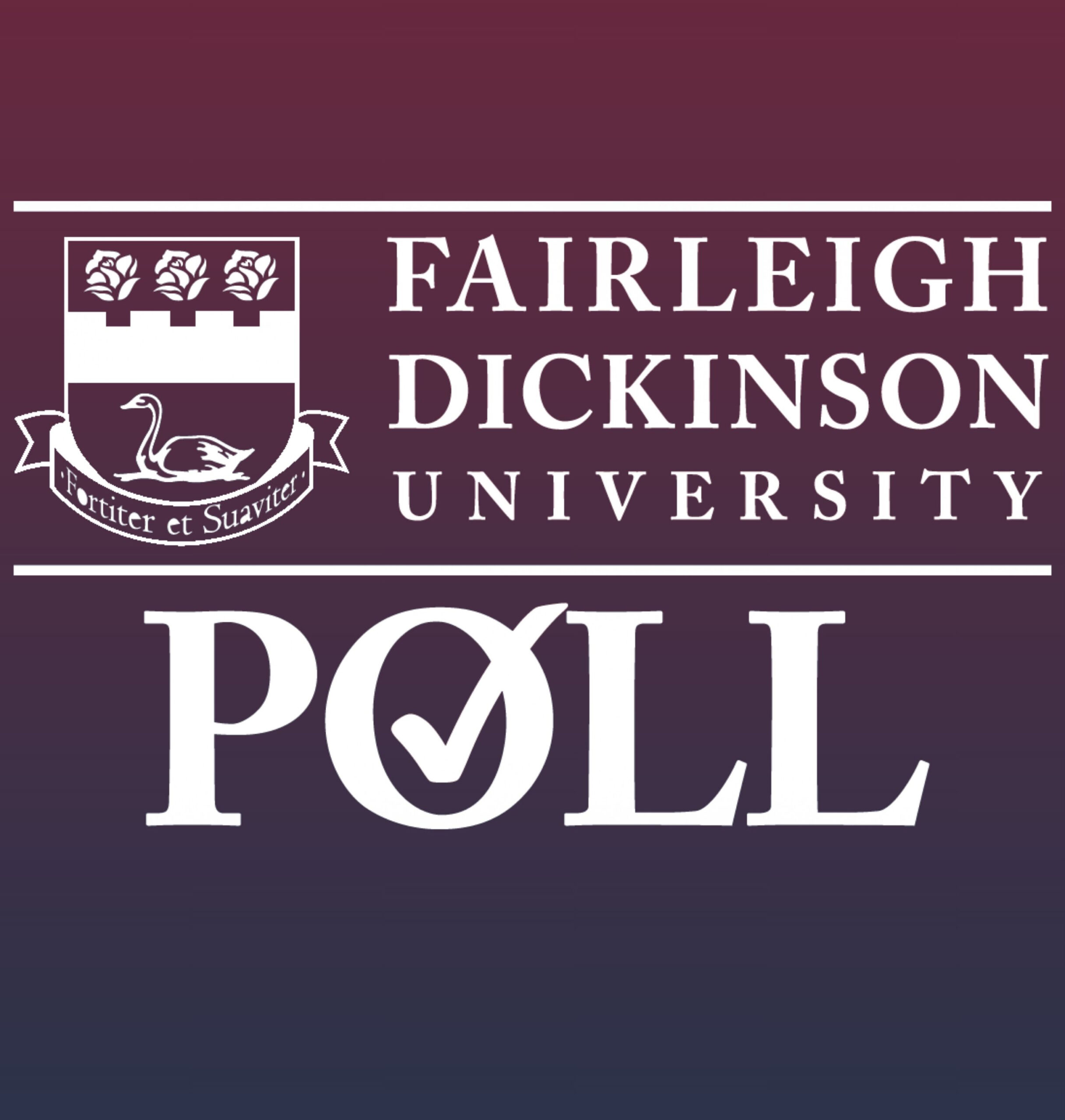 The logo for the FDU Poll, with a burgundy and blue ombre background.