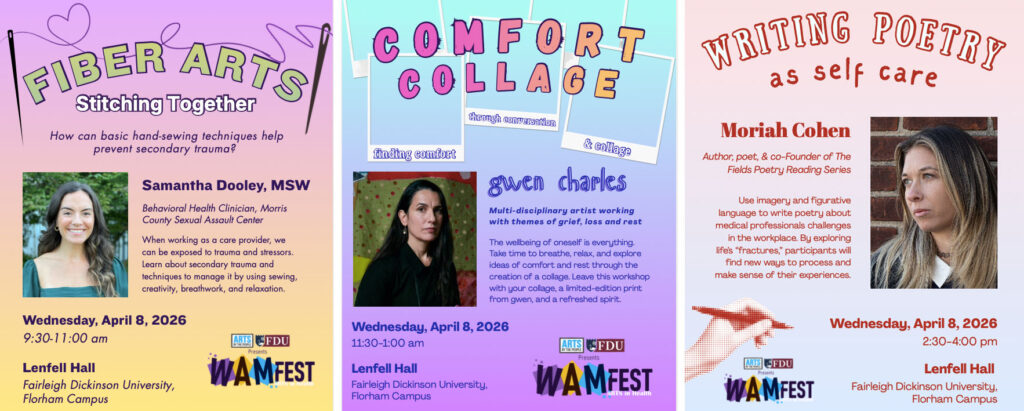 Three flyers with images and text