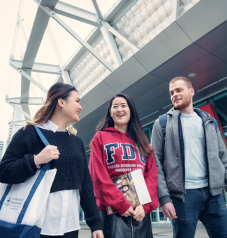 FDU Vancouver students walking around BC Place
